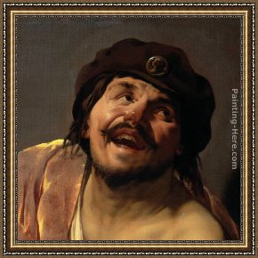 Democritus Framed Paintings - Democritus [detail #1] by Hendrick Terbrugghen